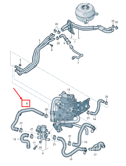 new audi a6 c8 heater unit coolant hose 4k0265344a original