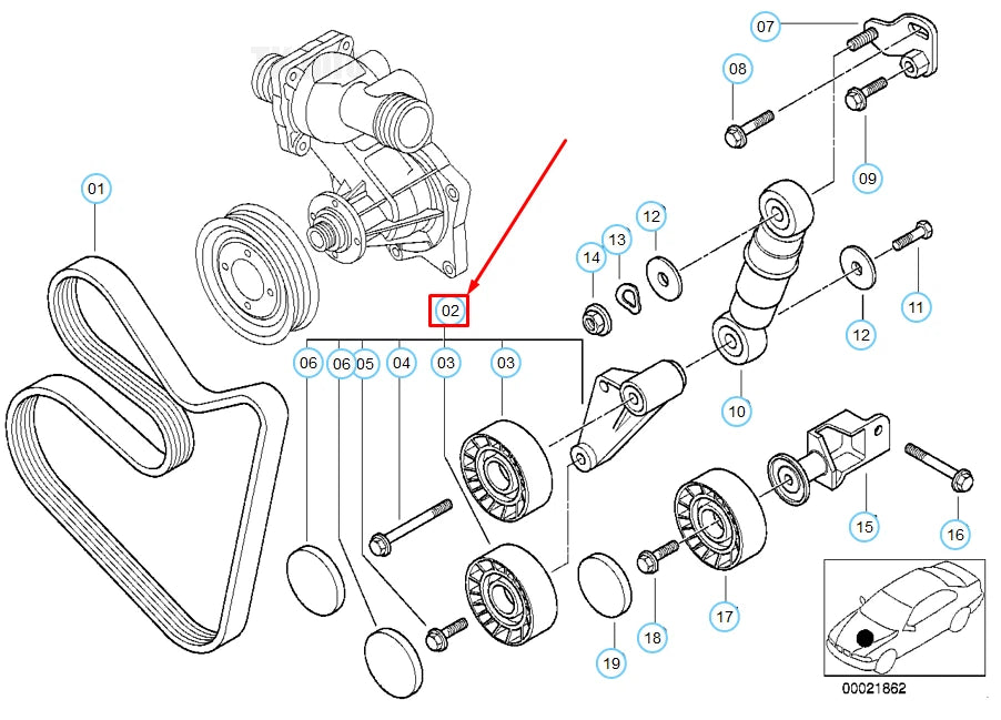 NEW BMW 5 E39 BELT TENSIONER PULLEY WITH LEVER 11287515865 7515865 ORIGINAL