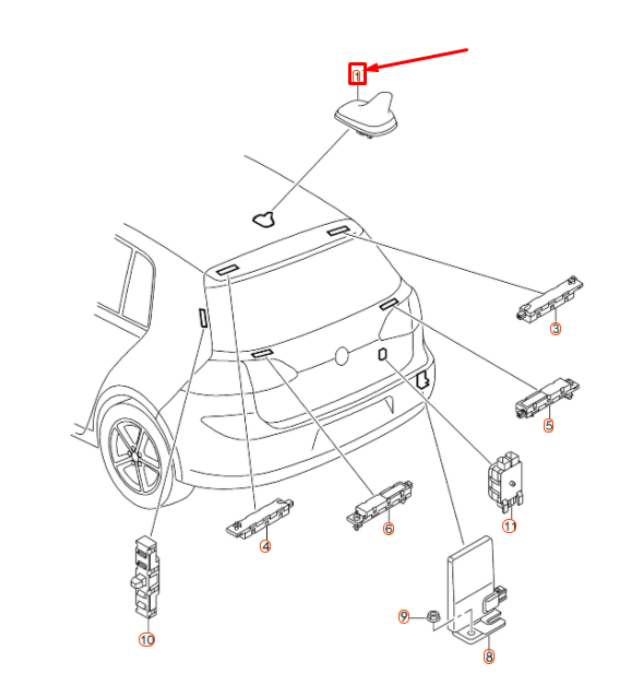 NEW VOLKSWAGEN GOLF MK7 ROOF COMBINATION AERIAL 5Q0035507L5FQ ORIGINAL