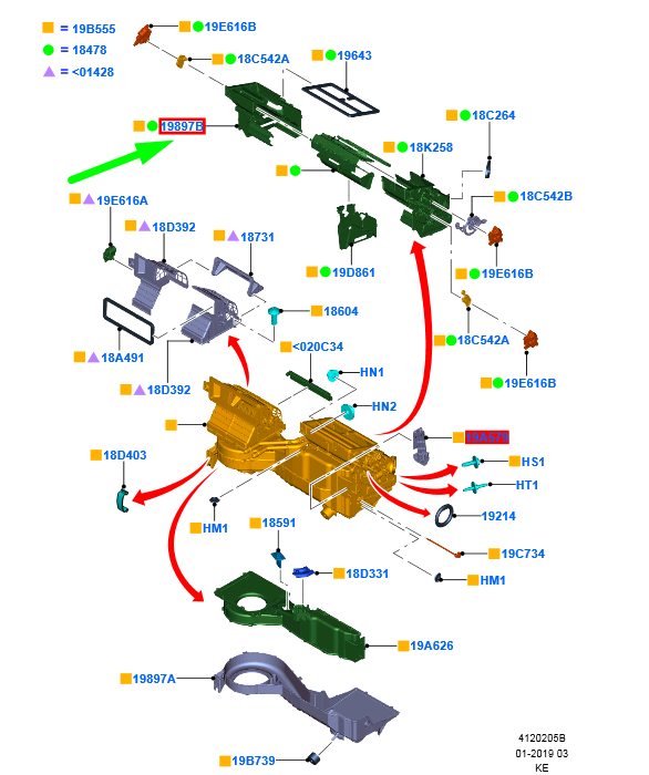 new ford ranger t6 mk1 heater housing 1718043 ab39-18a346-ab original
