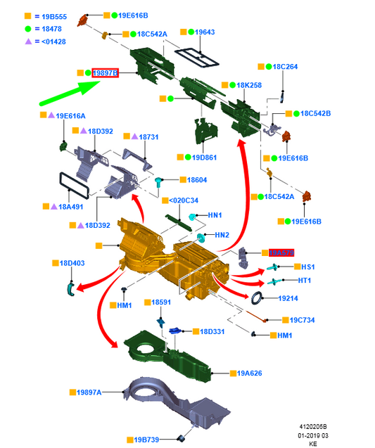 new ford ranger t6 mk1 heater housing 1718043 ab39-18a346-ab original