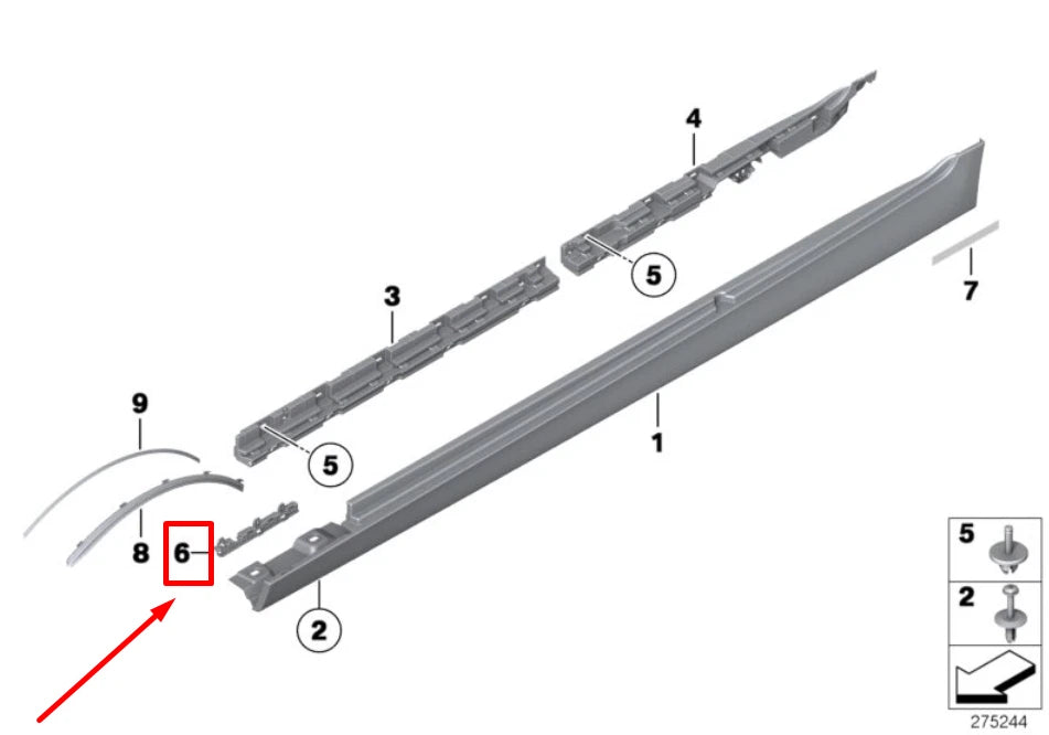 NEW BMW 5 F10 RIGHT ROCKER PANEL MOLDING 7184776 51777184776 ORIGINAL