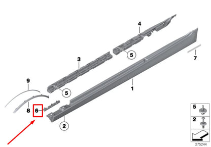 NEW BMW 5 F10 RIGHT ROCKER PANEL MOLDING 7184776 51777184776 ORIGINAL