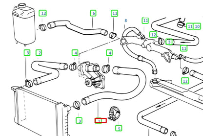 NEW BMW 8 E31 WATER COOLANT PIPE HOSE 11531741402 ORIGINAL