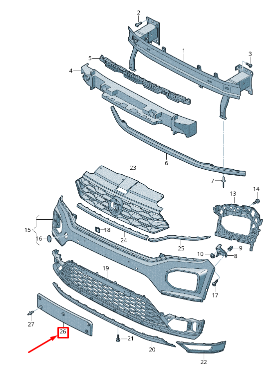 new vw t-roc a1 front license plate holder 2ga807287a9b9 original