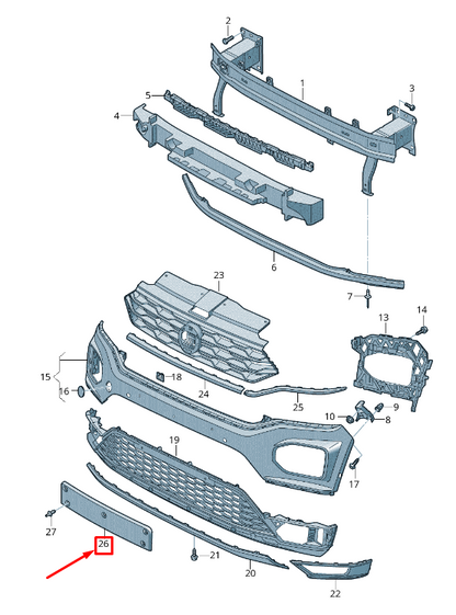 new vw t-roc a1 front license plate holder 2ga807287a9b9 original