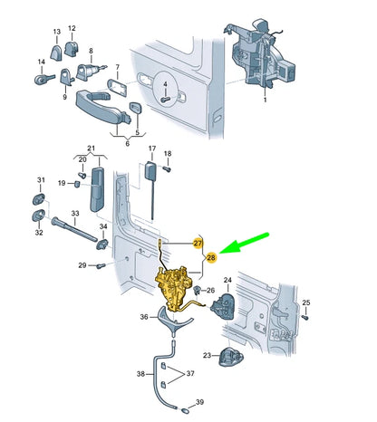 NEW VW TRANSPORTER T5 LEFT SLIDING DOOR REMOTE CONTROL LOCK 7E0843653BS