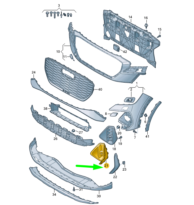 NEW AUDI Q4 E-TRON FRONT BUMPER RIGHT AIR GUIDE GRILLE 89A807682A9B9 ORIGINAL