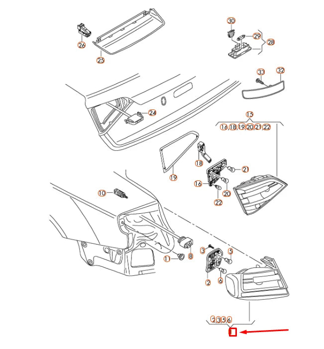 NEW AUDI A4 B8 REAR RIGHT OUTER TAILLIGHT 8K5945096L ORIGINAL