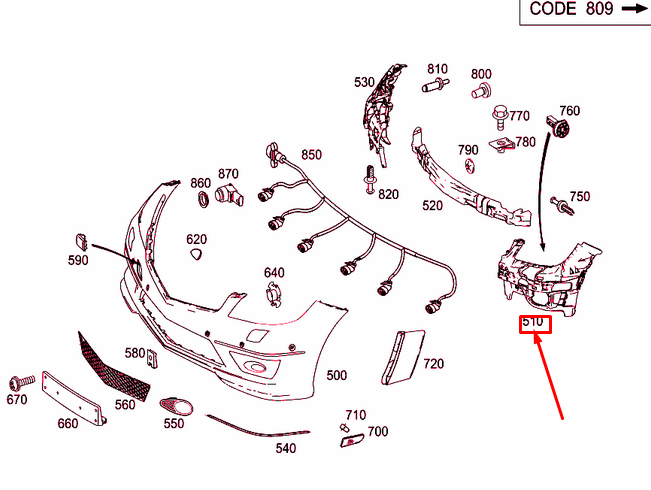 new mb c coupe cl203 front bumper left mounting a2038851765 original