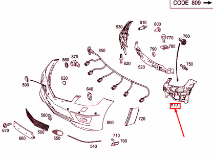 new mb c coupe cl203 front bumper left mounting a2038851765 original