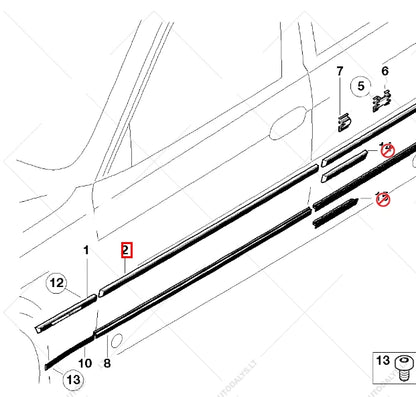 NEW BMW 7 E38 SEDAN FRONT RIGHT DOOR LOWER MOLDING 51138208394 8208394 ORIGINAL