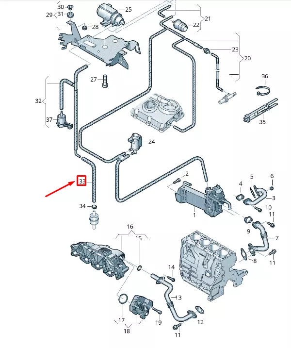NEW VW TRANSPORTER VI T6 VACUUM HOSE 7E0133241J