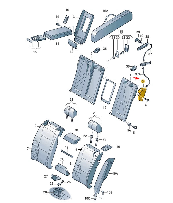 NEW AUDI Q3 8U REAR LEFT SEAT BACKREST LOCK 1K0885681M ORIGINAL
