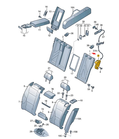 NEW AUDI Q3 8U REAR LEFT SEAT BACKREST LOCK 1K0885681M ORIGINAL