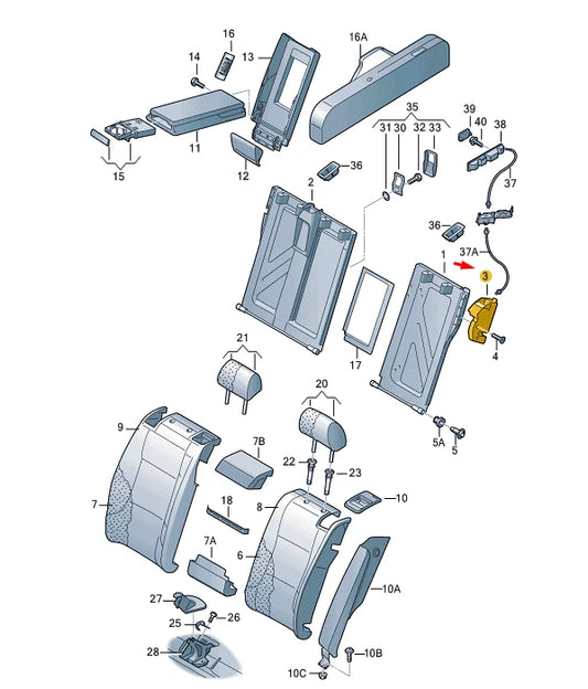 NEW AUDI Q3 8U REAR LEFT SEAT BACKREST LOCK 1K0885681M ORIGINAL