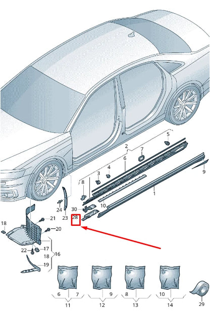 NEW AUDI A8 4N FRONT LEFT ROCKER PANEL MOLDING BRACKET 4N0853913