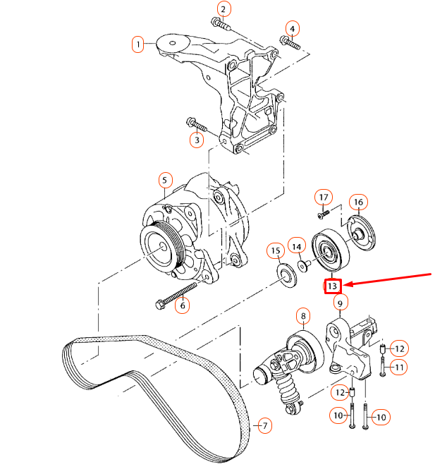 NEW AUDI A8 D4 BELT IDLER PULLEY WITH BOLT 079903389A ORIGINAL