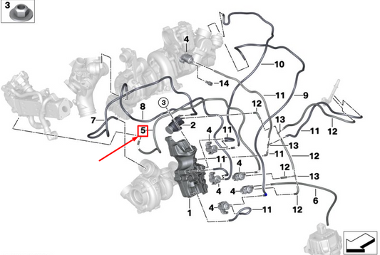 new bmw x5 g05 m50dx egr module vacuum hose 11748591882 original