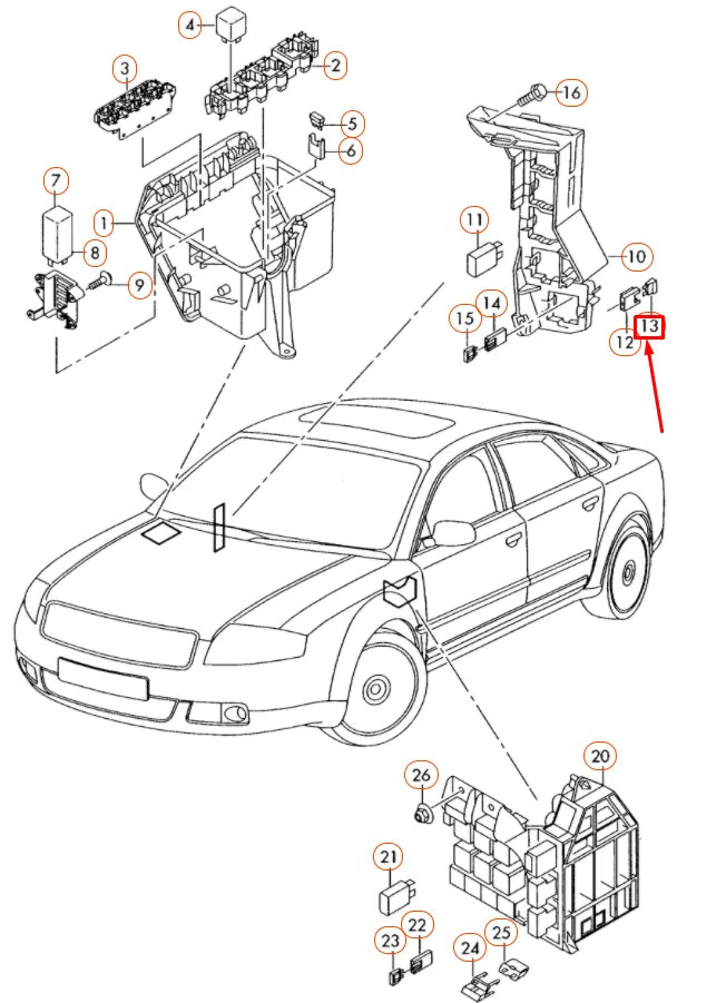 NEW AUDI A8 D3 THERMAL FUSE 30A 443937105A ORIGINAL