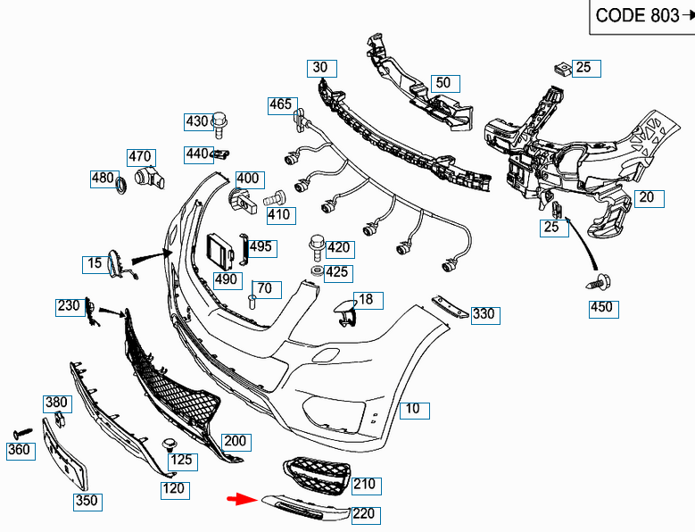 NEW MERCEDES-BENZ GLK-CLASS X204 FRONT LEFT CHROME GRILLE A2048853974 ORIGINAL