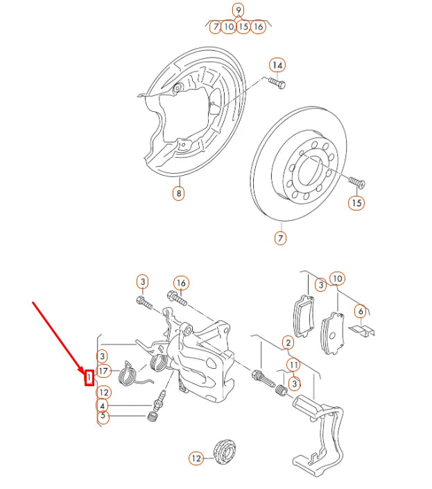 NEW VOLKSWAGEN PASSAT B8 REAR RIGHT BRAKE CALIPER HOUSING 5QM615424A ORIGINAL