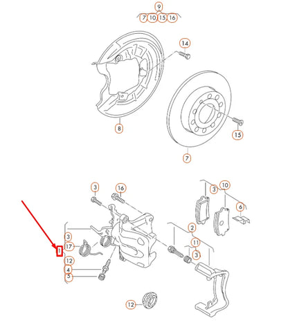 NEW VOLKSWAGEN PASSAT B8 REAR RIGHT BRAKE CALIPER HOUSING 5QM615424A ORIGINAL