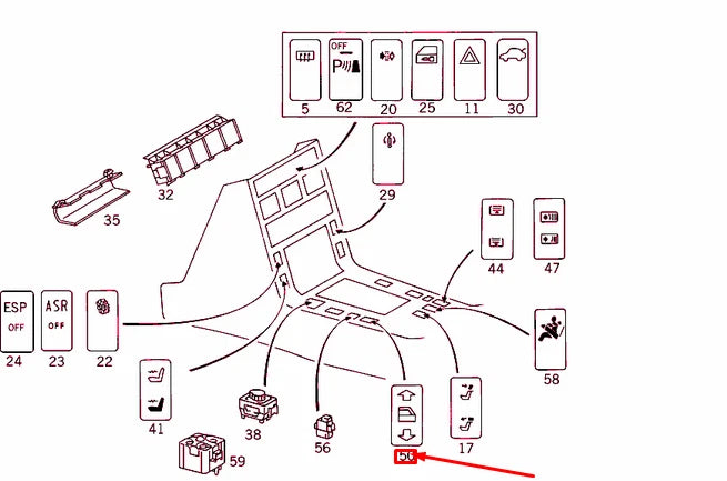 NEW MB S W140 CENTRE CONSOLE REAR WINDOW REGULATOR SWITCH A1408212951