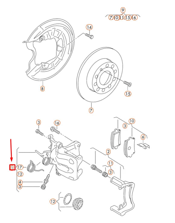 NEW VOLKSWAGEN GOLF 5K MK6 REAR LEFT BRAKE CALIPER 1K0615423P ORIGINAL