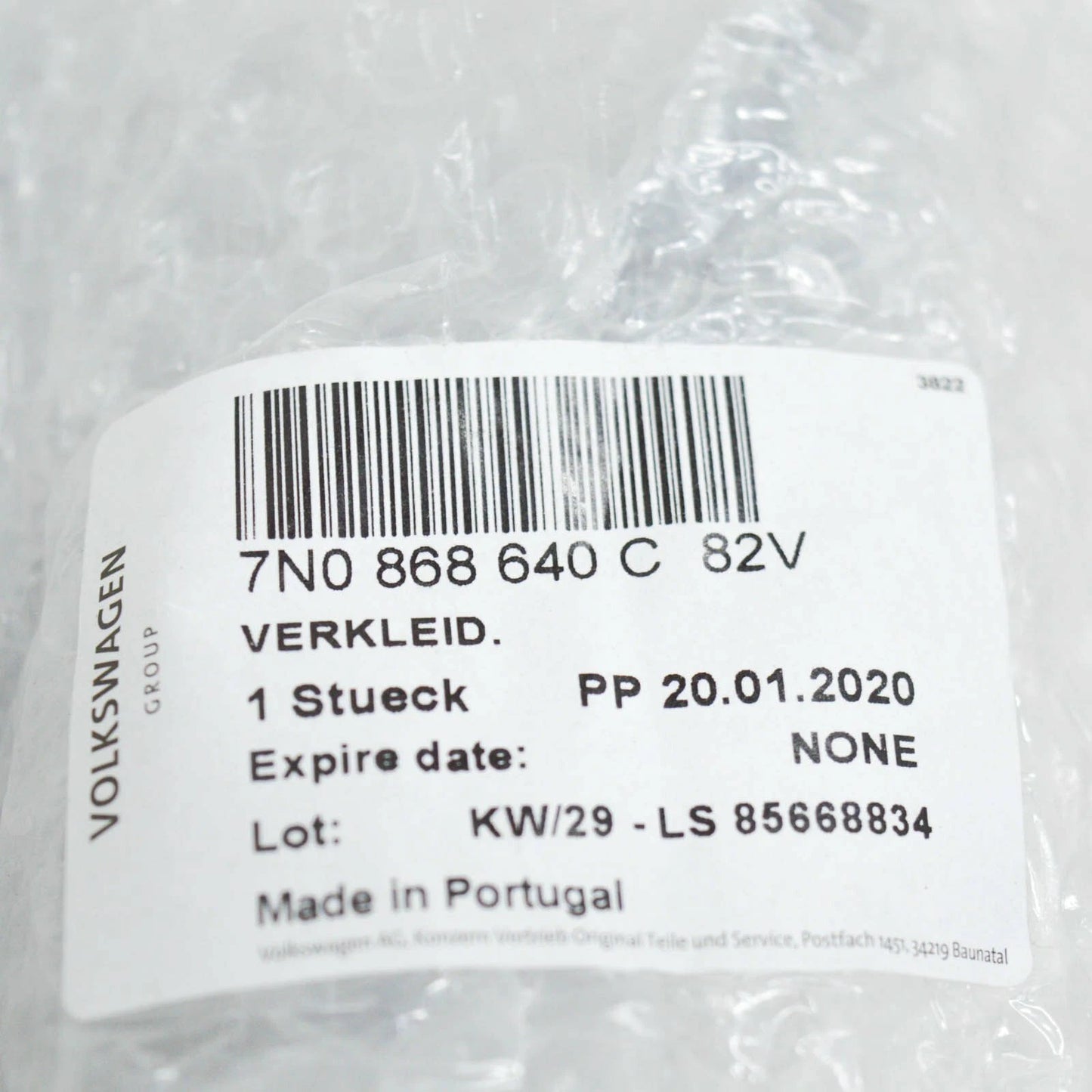 NEW VW SHARAN 7N SLIDING DOOR ROLLER GUIDE RIGHT TRIM 7N0868640C82V ORIGINAL