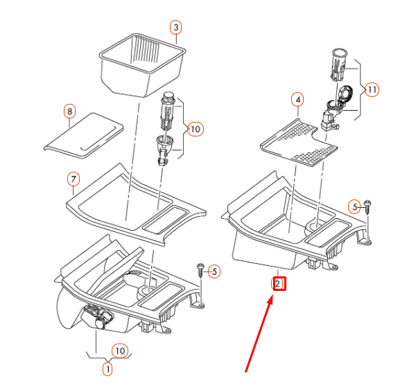 NEW VOLKSWAGEN EOS FRONT STORAGE COMPARTMENT INSERT 5K0857925A1QB ORIGINAL