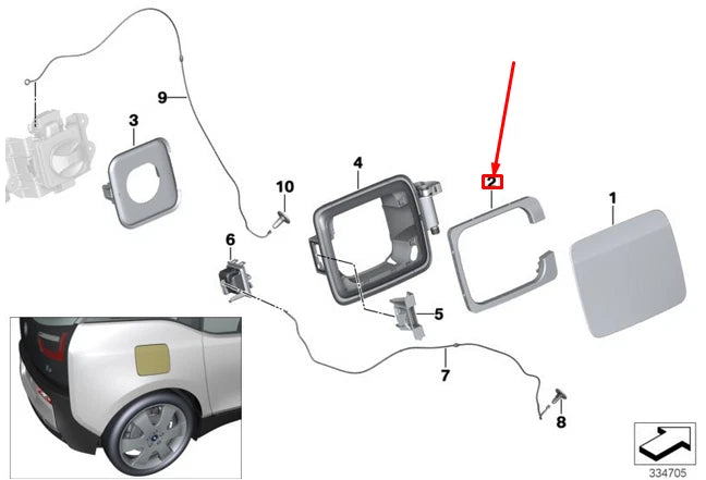 NEW BMW I3 I01 LIGHT UNIT CHARGING SOCKET COVER 63217334639 7334639 ORIGINAL