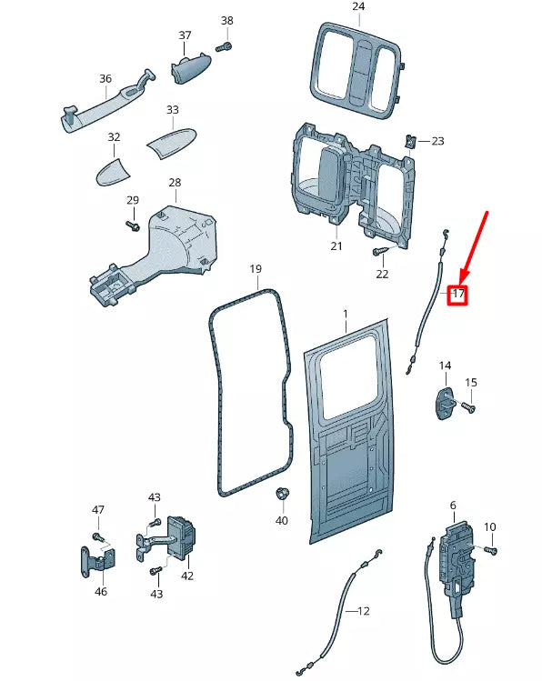 NEW VW CRAFTER 2F MK1 FRONT RIGHT DOOR LOCK BOWDEN CABLE 2E3841086