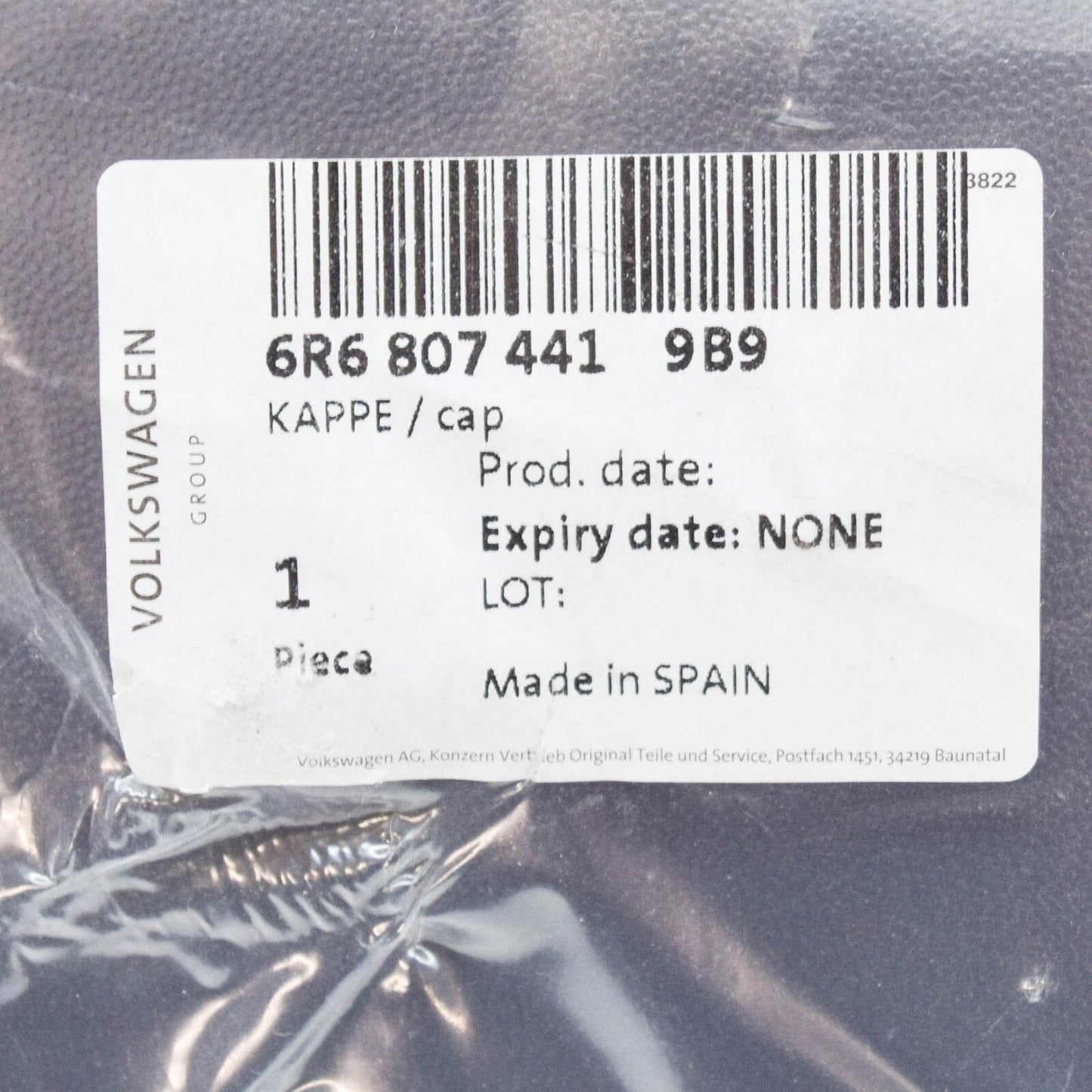 NEW VW POLO 6R REAR BUMPER RIGHT TOW HITCH COVER CAP 6R68074419B9 ORIGINAL