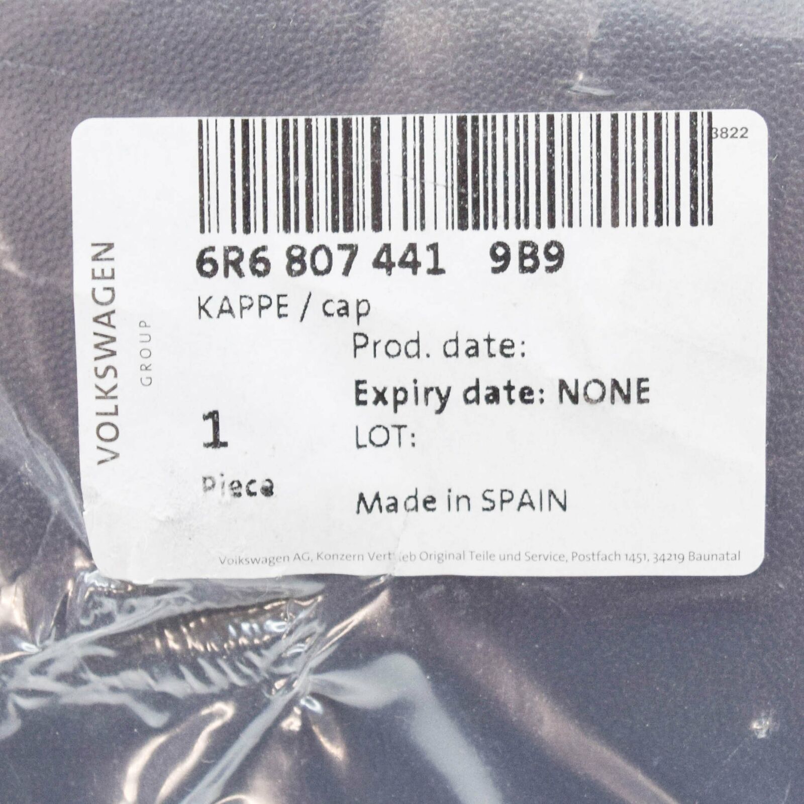 NEW VW POLO 6R REAR BUMPER RIGHT TOW HITCH COVER CAP 6R68074419B9 ORIGINAL