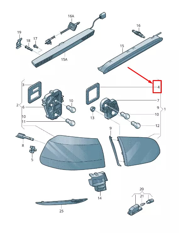 NEW VW GOLF VI 5K MK6 REAR LEFT INNER TAILLIGHT GASKET 5K0945191A ORIGINAL