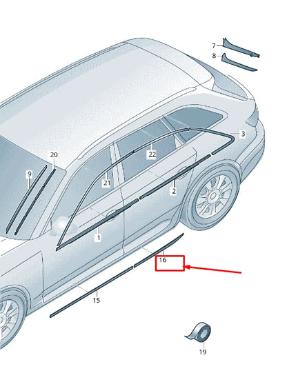 NEW AUDI A4 AVANT B9 REAR LEFT DOOR MOLDING 8W9853969 GRU 8W9853969GRU