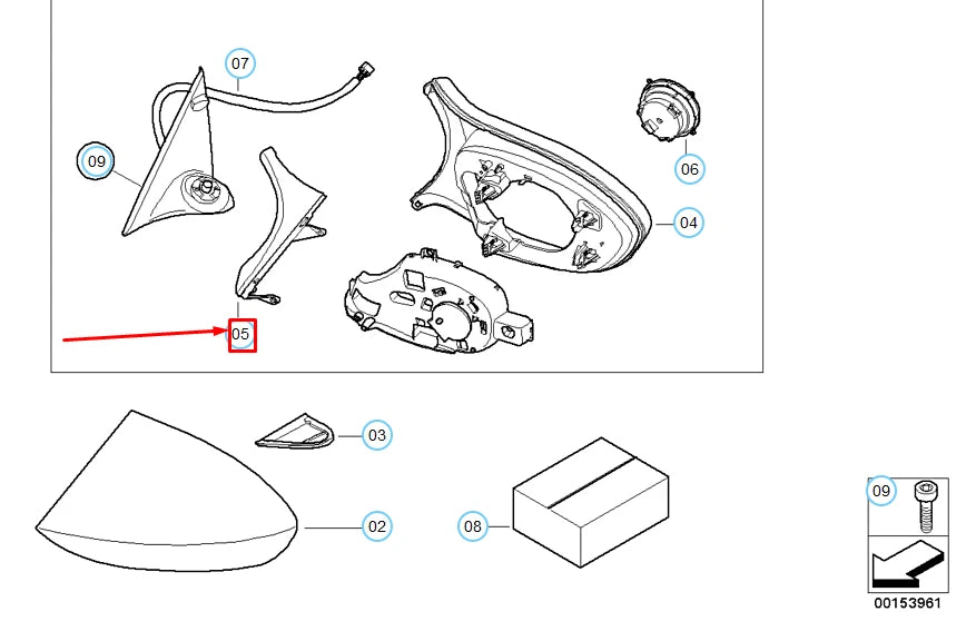 NEW BMW M3 COUPE E92 FRONT LEFT DOOR MIRROR COVER 51168045013 8045013 ORIGINAL