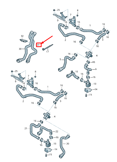 new audi a4 avant b8 engine hvac heater hose 8k1819373bj original