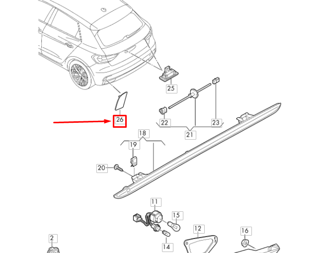 new audi a1 gb rear right bumper reflector 82a945106 original