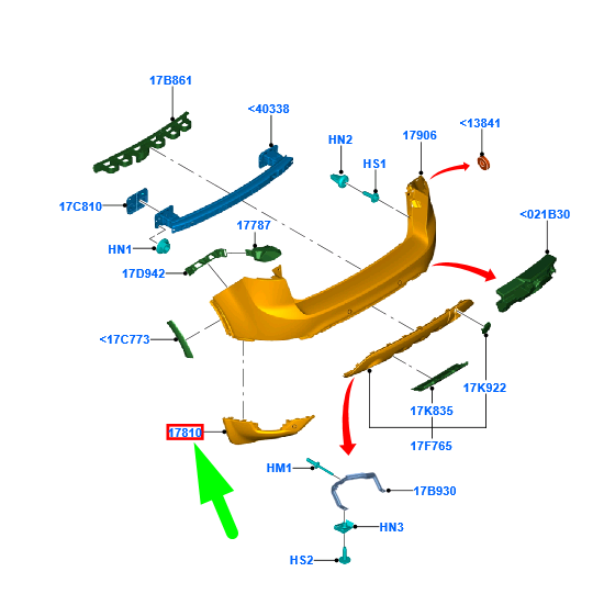new ford kuga mk1 c394 rear bumper bar right side extension 1719330 original