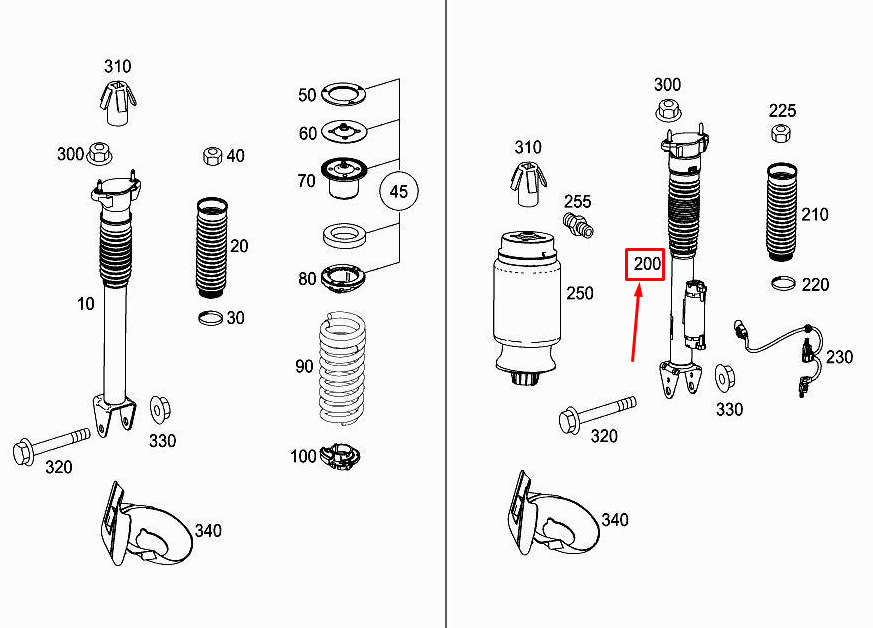 new mercedes-benz gle coupe c292 rear shock absorber a2923201100 original