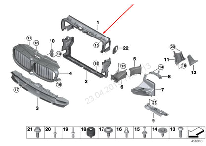 NEW BMW 7 G11 RADIATOR UPPER AIR DUCT 51747359796 7359796 2016 ORIGINAL