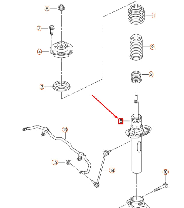 NEW VOLKSWAGEN JETTA A6 FRONT GAS SHOCK ABSORBER 5C0413031BB ORIGINAL