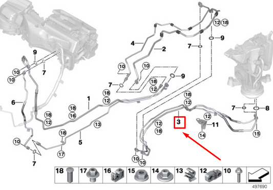 new bmw x7 g07 double pipe refrigerant line 6821425 64536821425 original