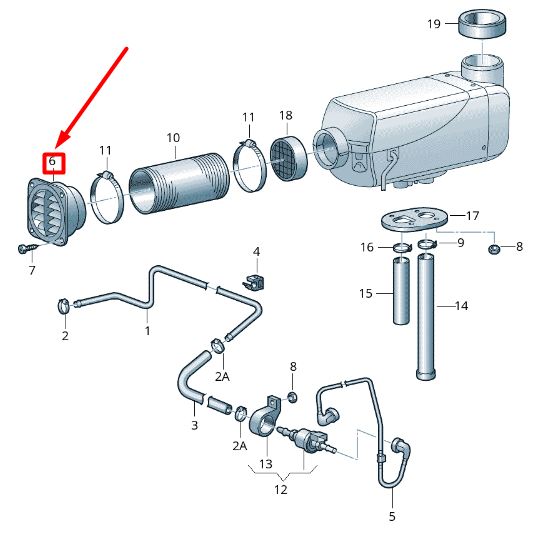 NEW VOLKSWAGEN CRAFTER 2F MK1 AUXILIARY HEATER VENT 2E1819383 ORIGINAL