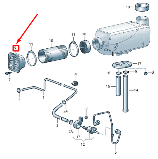 NEW VOLKSWAGEN CRAFTER 2F MK1 AUXILIARY HEATER VENT 2E1819383 ORIGINAL