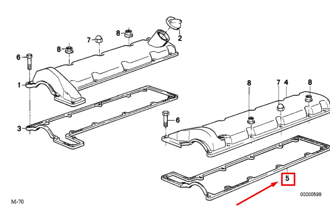 NEW BMW 7 E38 LEFT ENGINE VALVE COVER GASKET 1725003 11121725003 ORIGINAL