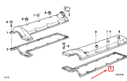 NEW BMW 7 E38 LEFT ENGINE VALVE COVER GASKET 1725003 11121725003 ORIGINAL