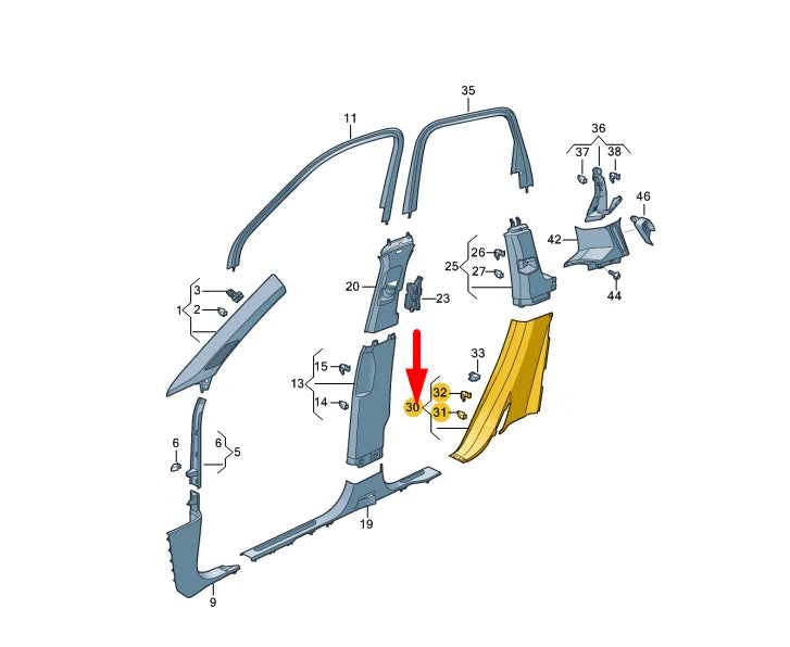 NEW VW TOUAREG CR RIGHT WHEEL HOUSING C-PILLAR LOWER TRIM 7608677662TY ORIGINAL